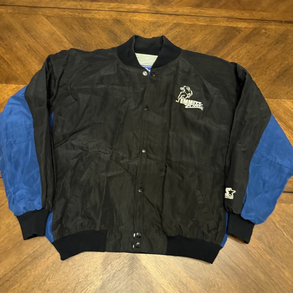 Vintage Starter Emmitt Smith Emmitt Zone Jacket Mens Large Black Blue 90s USA
